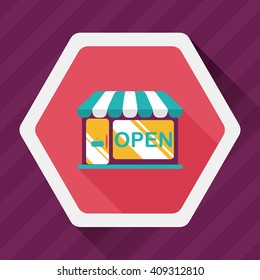 shopping store flat icon with long shadow,eps10