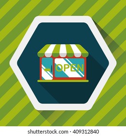 shopping store flat icon with long shadow,eps10