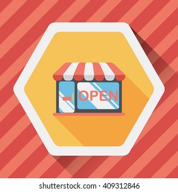 shopping store flat icon with long shadow,eps10
