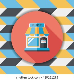 shopping store flat icon with long shadow,eps10