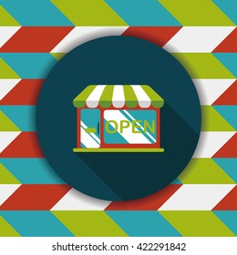 shopping store flat icon with long shadow,eps10