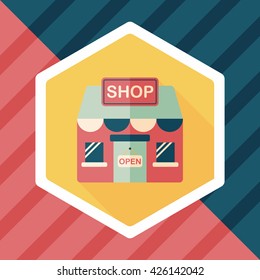 shopping store flat icon with long shadow,eps10