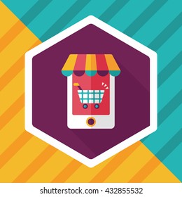 shopping store flat icon with long shadow,eps10