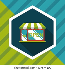shopping store flat icon with long shadow,eps10