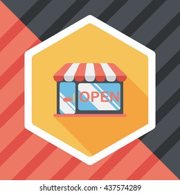shopping store flat icon with long shadow,eps10