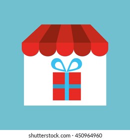 shopping store with gift icon, vector illustration