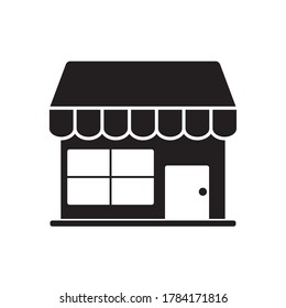 shopping store icon over white background, silhouette style, vector illustration