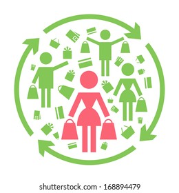 Shopping store icons in circle