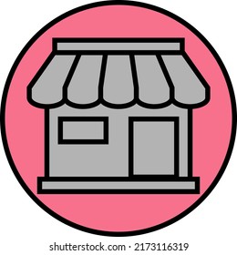 Shopping store, illustration, vector on a white background.