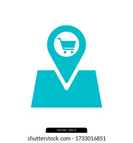 Shopping Store Location Icon Vector Illustration Logo Template