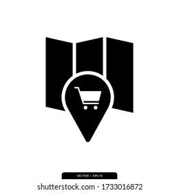 Shopping Store Location Icon Vector Illustration Logo Template