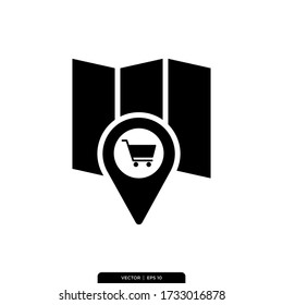 Shopping Store Location Icon Vector Illustration Logo Template