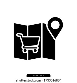 Shopping Store Location Icon Vector Illustration Logo Template