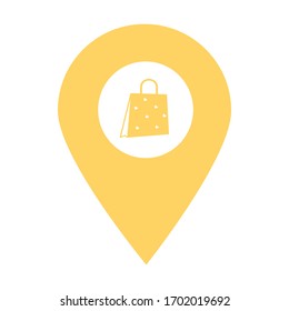 Shopping store location map pin icon. Element of map point for mobile concept and web apps. Icon for website design and development, app development. Premium clothing, shoes, bag store icon