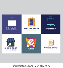 Logotipo de la tienda de compras con burbuja de chat. Icono de tienda en línea simple logotipo minimalista signo de Ilustración vectorial. Aislamiento de objetos sobre un fondo blanco y negro.