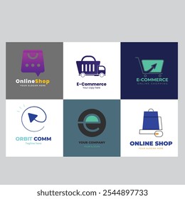 Shop-Logo mit Chat-Blase. Online-Shop-Symbol einfache minimalistische Logo-Zeichen, Vektorgrafik. Isolierung von Objekten auf schwarz-weißem Hintergrund.