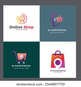 Logotipo de la tienda de compras con burbuja de chat. Icono de tienda en línea simple logotipo minimalista signo de Ilustración vectorial. Aislamiento de objetos sobre un fondo blanco y negro.