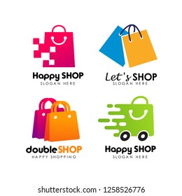 shopping store logo design vector