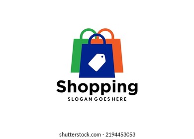 Shopping store logo design vector, ecommerce icon