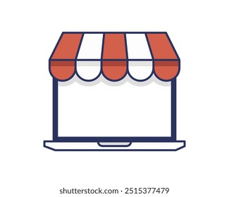 Shopping store logo for mobile e comerce and local market branding. Online shop icon simple minimalist sign for payments, shipping and sale, vector illustration.