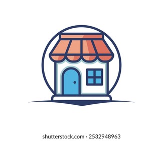 Logotipo da loja de compras para comércio eletrônico móvel e marcas do mercado local. ícone de loja online sinal minimalista simples para pagamentos, transporte e venda, ilustração vetorial.