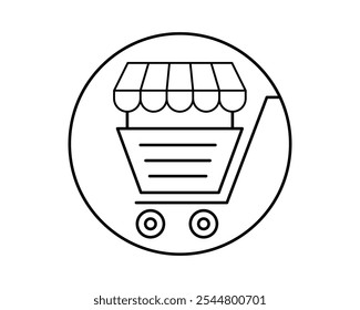 Shopping store logo for mobile e comerce and local market branding. Online shop icon simple minimalist sign for payments, shipping and sale, vector illustration.