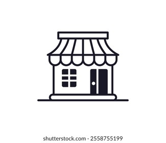 Shopping store logo for mobile e comerce and local market branding. Online shop icon simple minimalist sign for payments, shipping and sale, vector illustration.