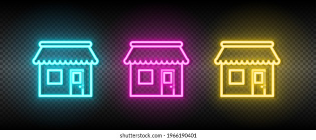 Shopping, store neon icon set