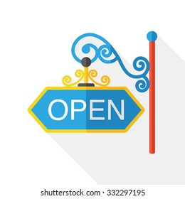 shopping store open sign flat icon