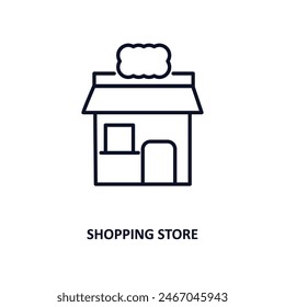 icono de esquema de tienda de compras.  Icono de línea delgada de la colección de comercio. Vector editable aislado sobre fondo blanco