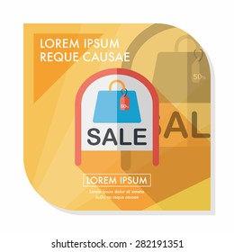 shopping store sale sign flat icon with long shadow,eps10
