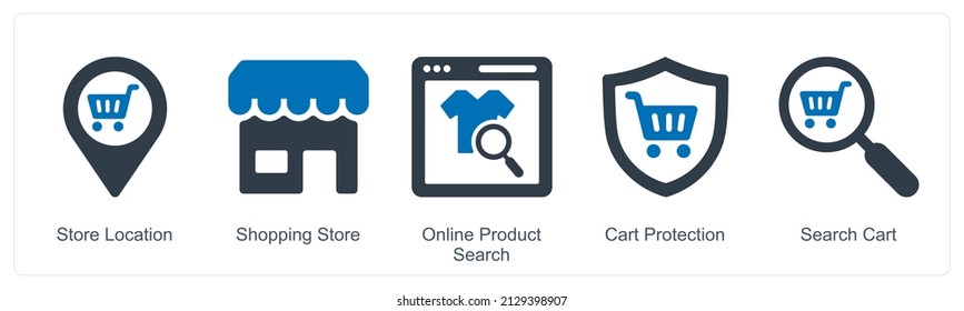 Shopping Store And Search Cart Icon Concept