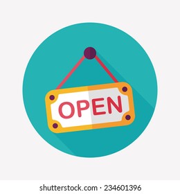 shopping store sign flat icon with long shadow,eps10