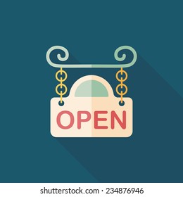 shopping store sign flat icon with long shadow,eps10