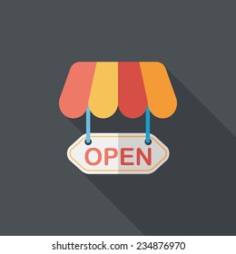 shopping store sign flat icon with long shadow,eps10