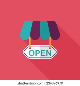 shopping store sign flat icon with long shadow,eps10