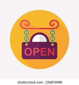 shopping store sign flat icon with long shadow,eps10