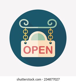 shopping store sign flat icon with long shadow,eps10