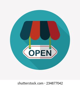 shopping store sign flat icon with long shadow,eps10