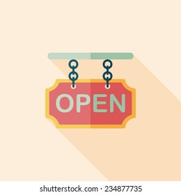 shopping store sign flat icon with long shadow,eps10