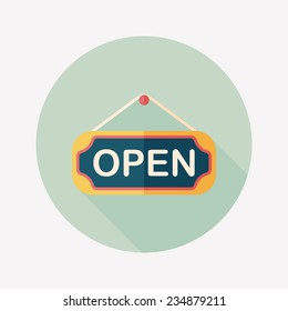 shopping store sign flat icon with long shadow,eps10