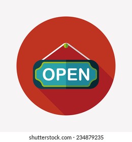 shopping store sign flat icon with long shadow,eps10