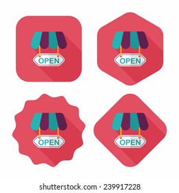 shopping store sign flat icon with long shadow,eps10