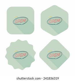 shopping store sign flat icon with long shadow,eps10