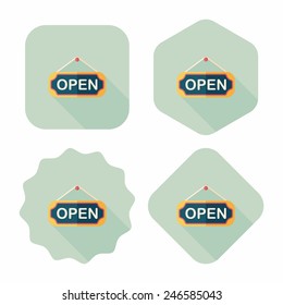 shopping store sign flat icon with long shadow,eps10