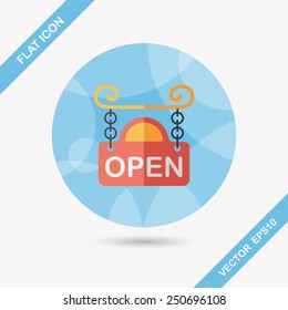 shopping store sign flat icon with long shadow,eps10