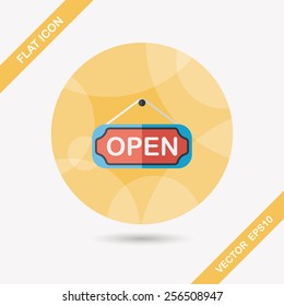 shopping store sign flat icon with long shadow,eps10