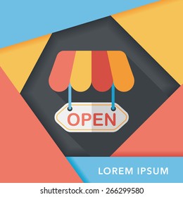 shopping store sign flat icon with long shadow,eps10