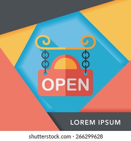 shopping store sign flat icon with long shadow,eps10