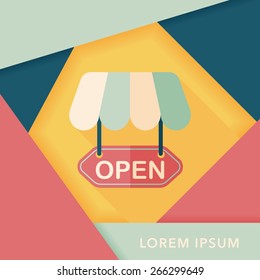 shopping store sign flat icon with long shadow,eps10